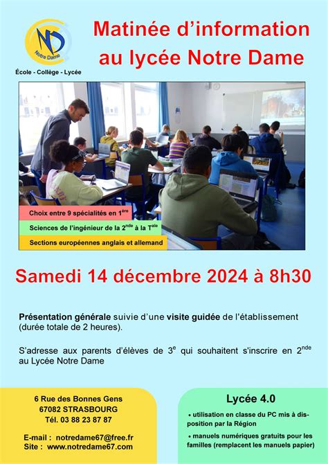 Inscriptions Coll Ge Lyc E Institution Notre Dame