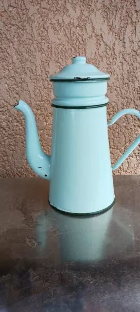 ANCIENNE CAFETIÈRE ÉMAILLÉE complète Vert Clair EUR 35 00 PicClick FR