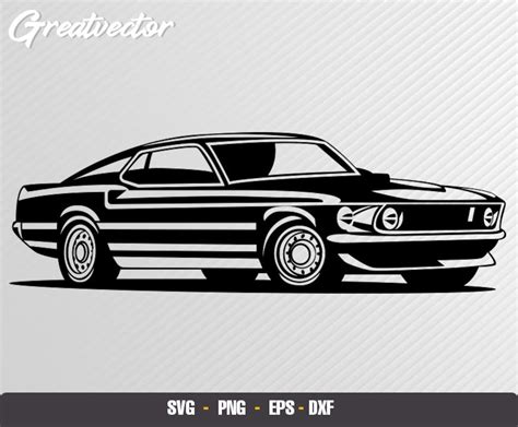 Mustang Mach One 1969 L EPS SVG PNG Dxf L Vector Art Etsy