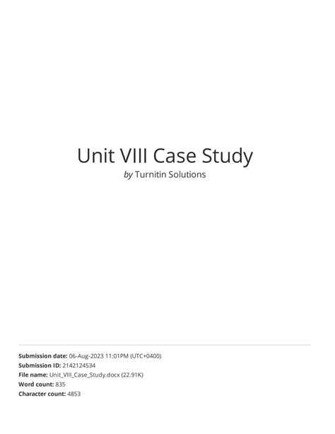 Solution Unit Viii Case Study Studypool