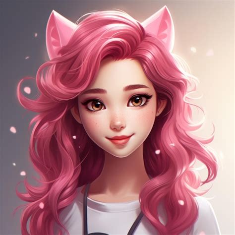 Premium AI Image | anime girl with pink hair and cat ears