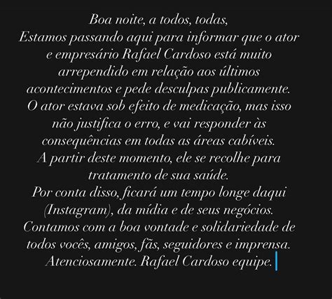 Rafael Cardoso Se Pronuncia E Pede Desculpas Após Caso De Agressão