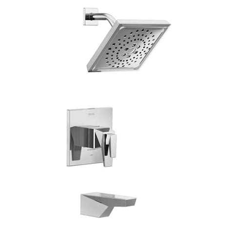 Delta Trillian Tempassure 1 Handle Wall Mount Tub And Shower Trim Kit In Lumicoat Chrome Valve