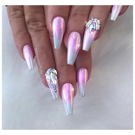 Pink Chrome Lavender Ombré Coffin Nails Unicorn Nail Art Design Spring