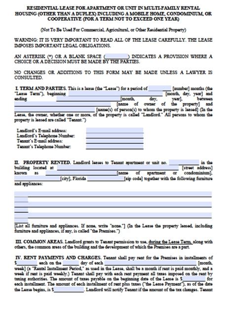 Free Printable Florida Residential Lease Agreement Free Printable