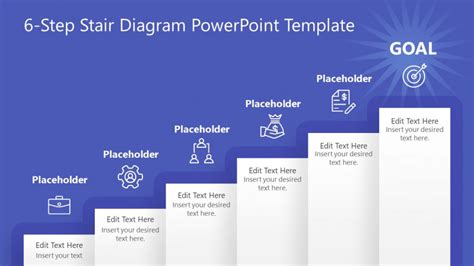 6 Step Stair Goal diagram다이어그램 for 무료ppt템플릿