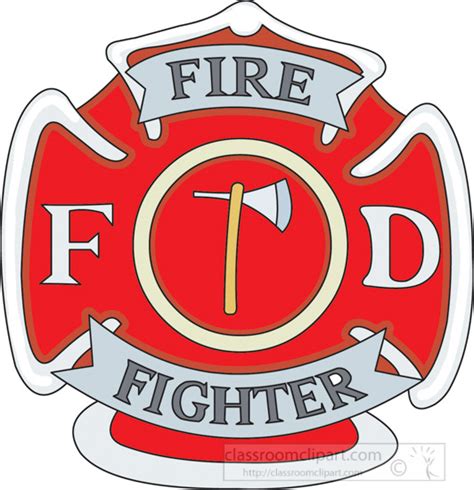 Badges Clipart Red Firefighter Fire Department Badge Educational Clip