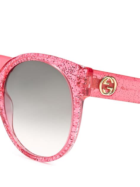 Gucci Round Frame Glitter Acetate Sunglasses In Pink Lyst