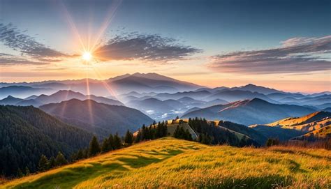 Premium AI Image | Mountain landscape at sunset