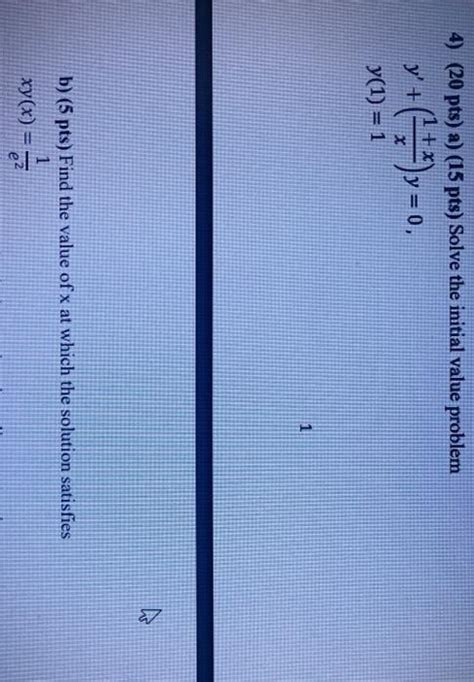 Solved 4 20 Pts A 15 Pts Solve The Initial Value Chegg