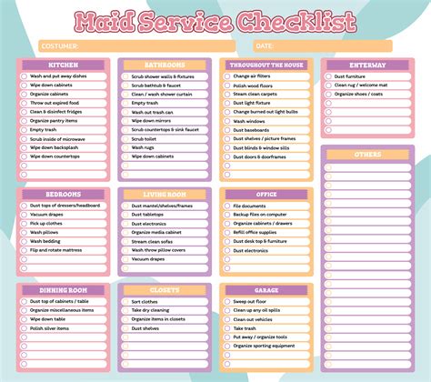 Maid Service Checklist Free Pdf Printables Printablee