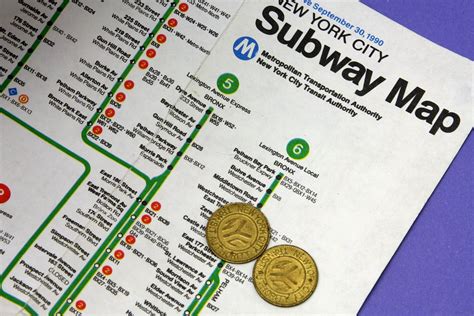 Ny Subway Map And Tokens Nyc 1990 I Think A Token Cost 60 Flickr