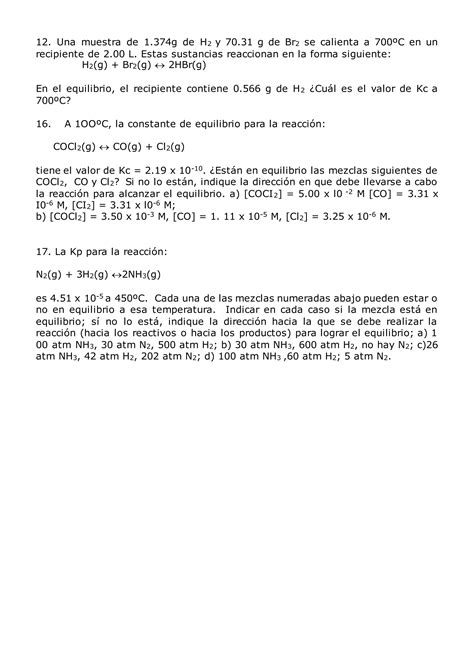 Ejercicios Sobre Equilibrio Químico Pdf