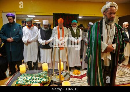 Sufi Muslims Praying Prayer Led By Naqshbandi Hattani Sheikh Hajj Abd