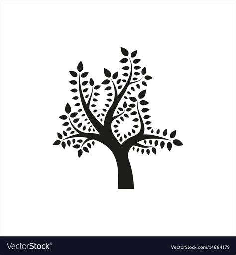 Simple Minimal Black Tree Icon Symbol Style Vector Image