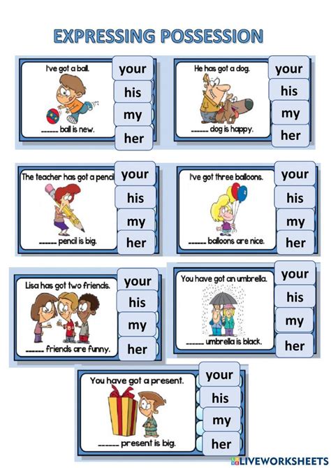 Ficha Online De Possessive Adjectives Para THIRD GRADE Puedes Hacer