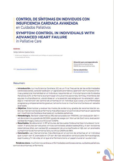 Control De S Ntomas En Individuos Con Insuficiencia Cardiaca Avanzada