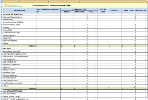 Home Replacement Cost Estimator Worksheet — Db