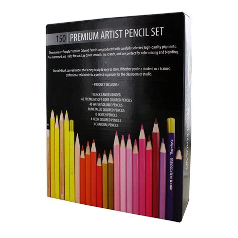 Thorntons Art Supply Colored Pencil Set And Zippered Case For Artists