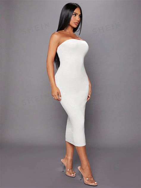 SHEIN SXY Solid Tube Bodycon Dress Sexy Outfit Sexy Outfits Club