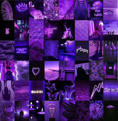 Neon Purple Aesthetic Wall Collage Kit HD Phone Wallpaper Pxfuel