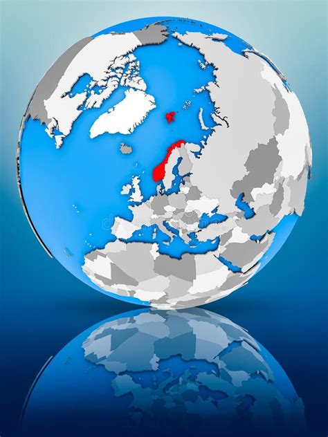 Norway on political globe stock image. Image of world - 123867993