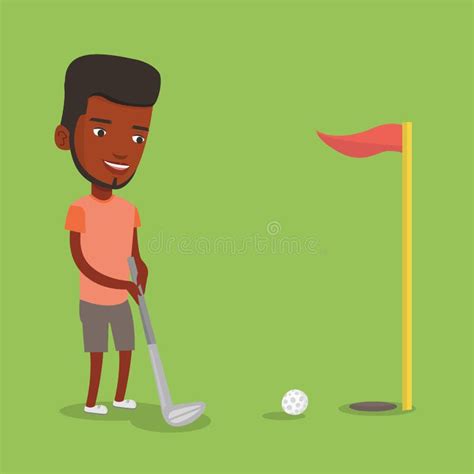 Golfer Hitting The Ball Vector Illustration Stock Vector