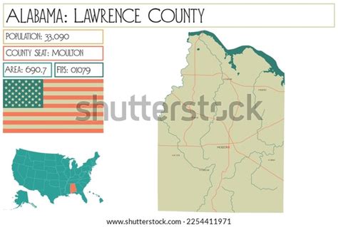 Large Detailed Map Lawrence County Alabama Stock Vector Royalty Free