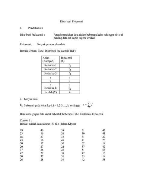 Detail Contoh Daftar Distribusi Frekuensi Koleksi Nomer