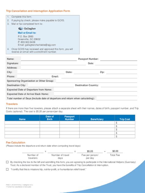 Fillable Online Trip Cancellation Interruption Form Fax Email Print