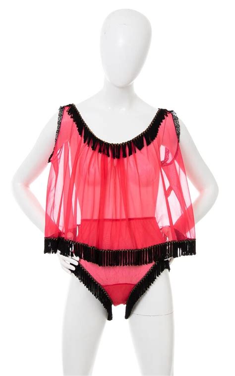 Vintage S S Lingerie Set S S Sheer Red Gem