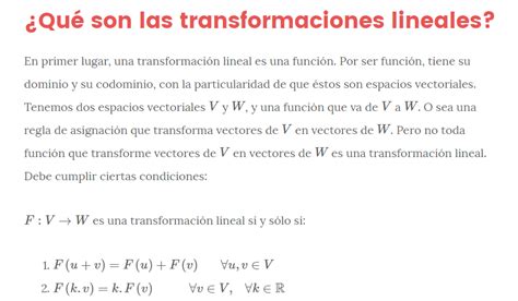 Transformaciones Lineales Definición Propiedades Guía completa