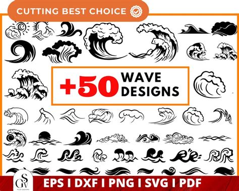 Wave Svg Bundle Waves Svg Waves Silhouette Wave Vector Etsy