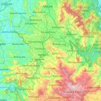 Kandy District topographic map, elevation, terrain