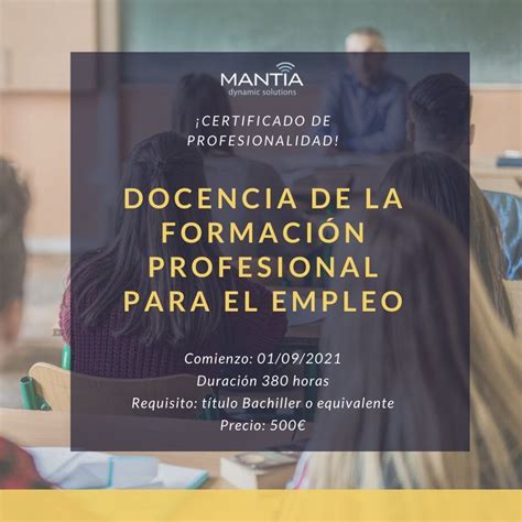 Certificado De Profesionalidad Docencia De La Formación Para El Empleo