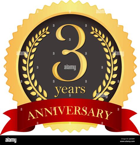 Golden Anniversary Medal Icon 3rd Anniversary Stock Vector Image