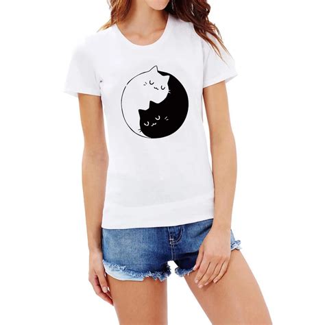 Womens Yin Yang Cats Kittens T Shirts Women Tee In T Shirts From Women