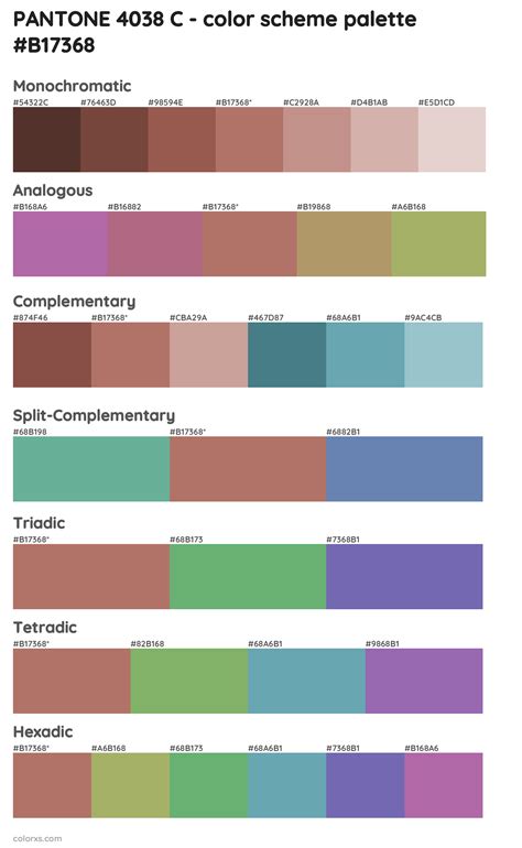 PANTONE 4038 C color palettes - colorxs.com