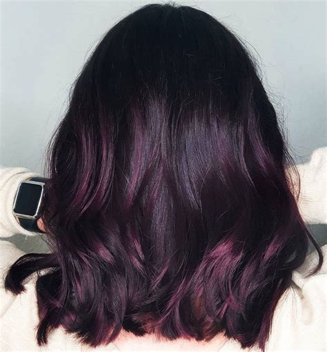 Dark Plum Hair With Highlights Dark Plum Hair Color Eggplant Colored