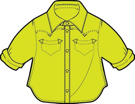 Chicos Collar Yeollo Media Camisa Vector Ilustración Plantilla Tech Pack Dibujo Técnico Plano