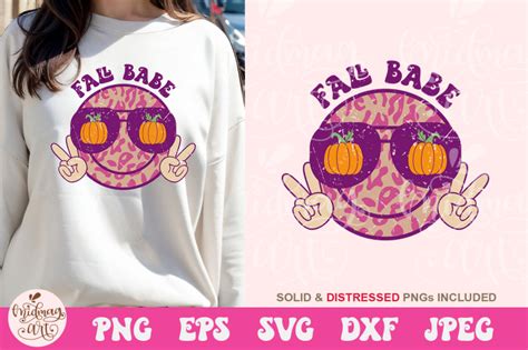 Fall Babe Smile Face SVG Retro Fall Sublimation By Midmagart TheHungryJPEG