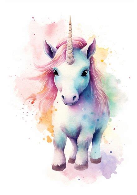 Pintura De Un Unicornio Con Una Melena Larga Y Una Melena Rosa