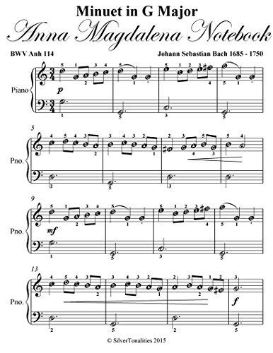 Minuet In G Major Anna Magdalena Notebook Easiest Piano Sheet Music By Johann Sebastian Bach