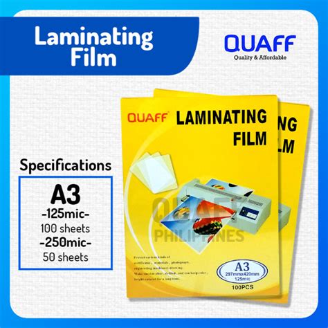 A3 Size QUAFF Laminating Film 125micron 250micron Lazada PH