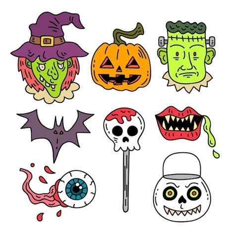 Premium Vector Hand Drawn Halloween Element Collection