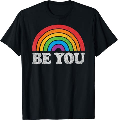 Lgbtq Be You Gay Pride Lgbt Ally Rainbow Flag Retro Vintage T Shirt