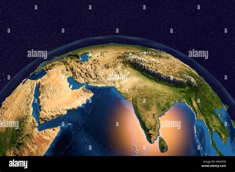 Earth From Space Computer Illustration Showing The Earth As Viewed