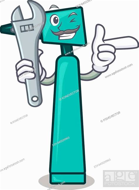 Mechanic Otoscope Mascot Cartoon Style Vector Illustration Stock