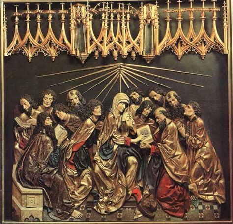 An Ornate Painting With Gold And Red Accents On The Wall Depicting