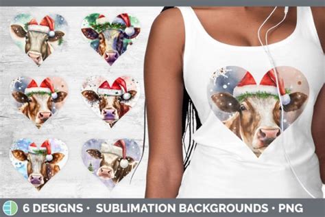 Christmas Cow Hearts Clipart Sublimati Graphic By Enliven Designs